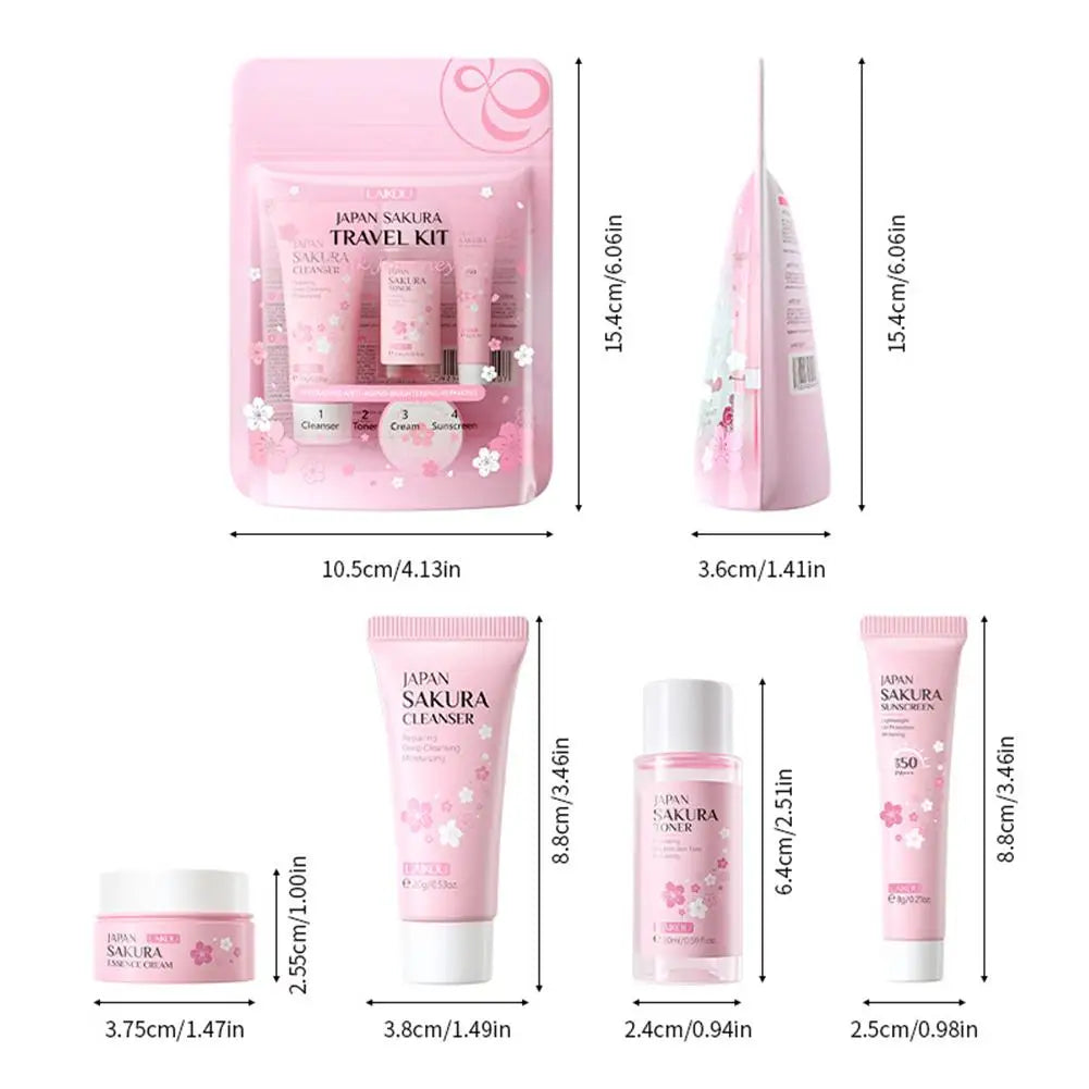 4pcs/6pcs Sakura Skin Care Set Japan Brand Nourishing Cleansing Essence Eye Cream Face Cream Toner Sunscreen High-end Gift Set