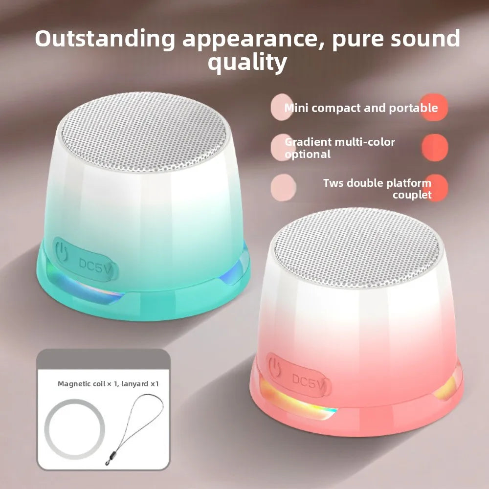 Bluetooth 5.3 Magnetic Mini Speaker Anti Lost HD Sound RGB Light Speaker Deep Bass Compact Design Portable Sound Box Outdoor Use