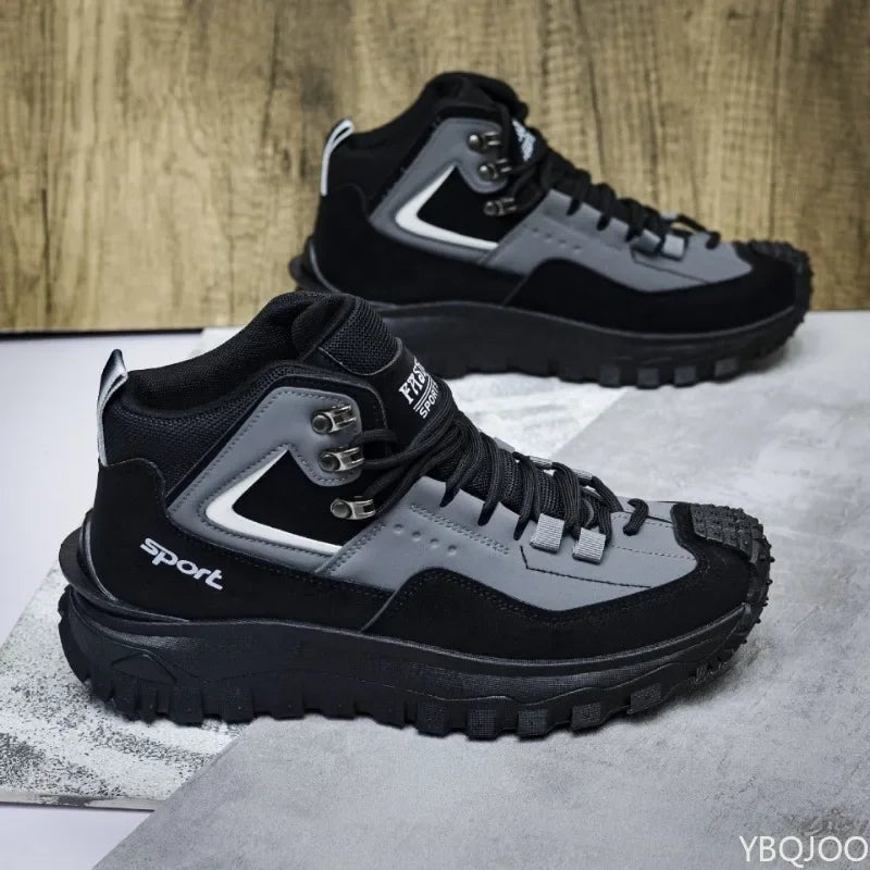 Outdoor Men's Hiking Casual Lightweight Anti Slip Slightly Vulcanized Shoes Waterproof High Top Hiking Sports Camping Men Shoes