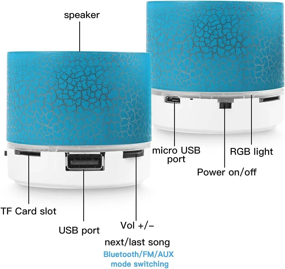 Small Bluetooth Speakers with Colorful Multi-RGB Lights Mini Speaker for Shower Room Bike Car Outdoor Gifts for Teens