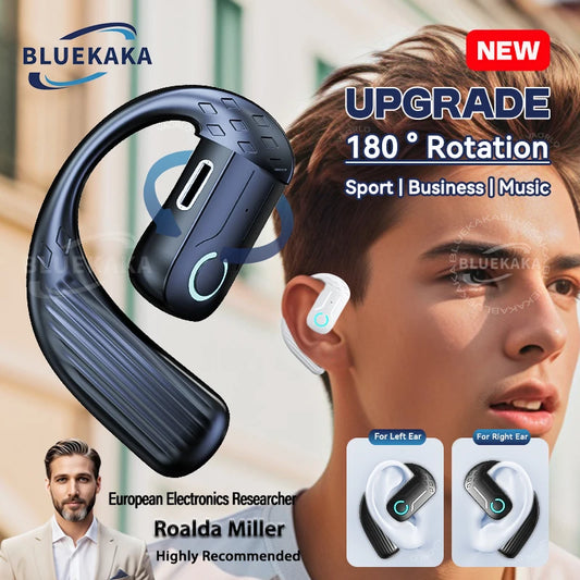 Bluetooth 5.4 Open Wireless Headset 180° Rotation Adjustable Left Right Ear Universal Ear-Hook Earphone With Mic Sport Business