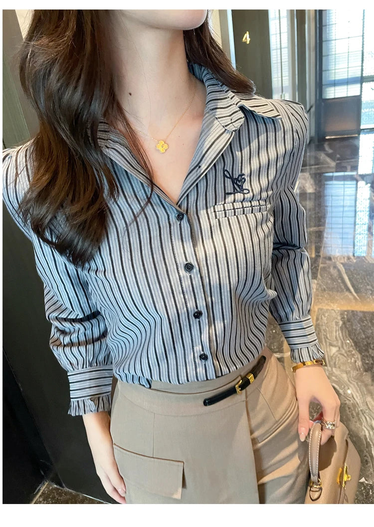 Fashion design Women Blouses for a Chic Look New elegant office ladies striped shirts tops