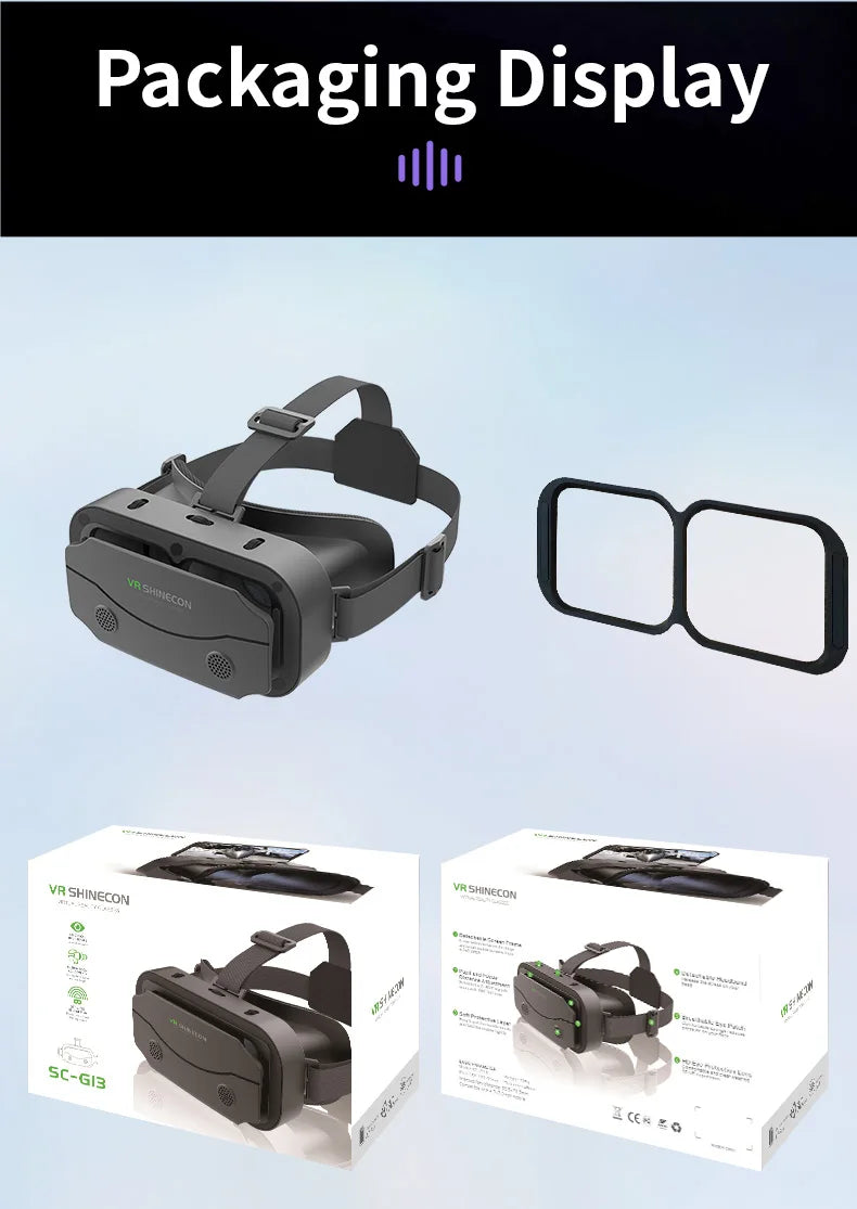 VR SHINECON 3D Glasses Virtual Reality Helmet Lenses Viar Goggles For Smartphones Mobile Goggle Game Accessory with Original Box