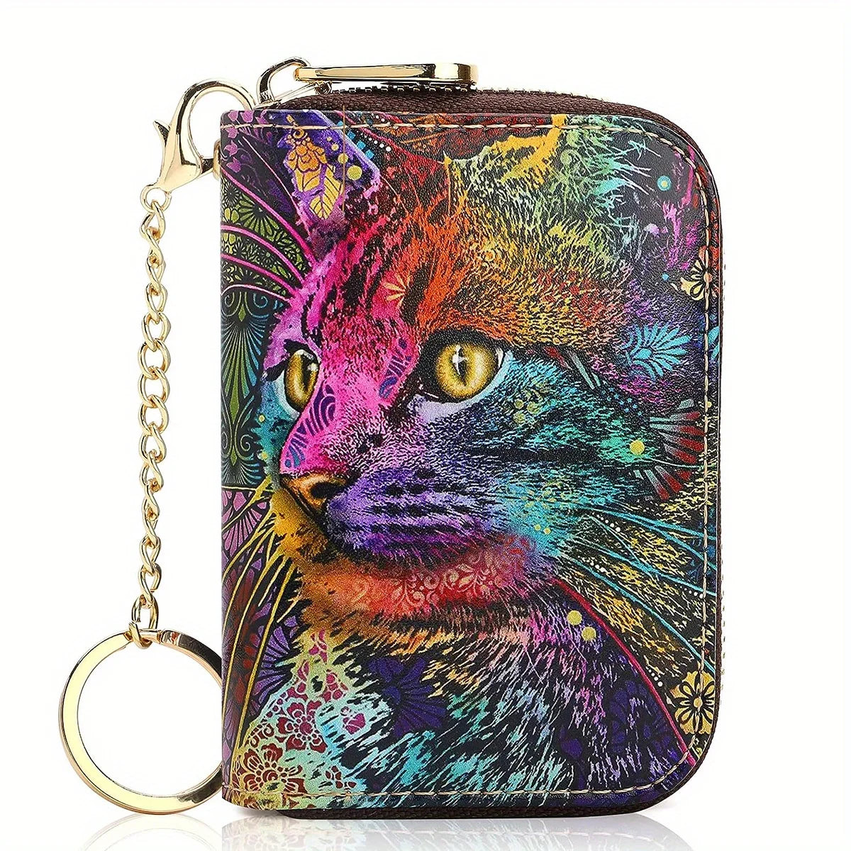 High quality leather Men Women Card Holder Small Zipper Wallet Solid Coin Purse Key Ring Design RFID Business Credit Card Bags