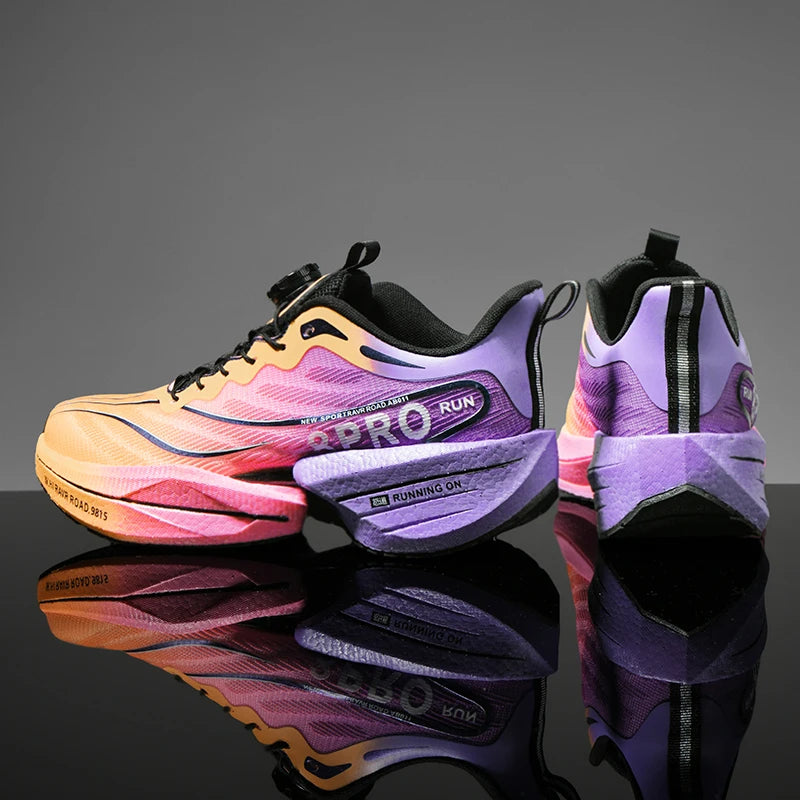 Male Sneakers Stylish Rotating Buckle Running Shoes Color Block Comfortable Non-slip Sporty Footwears Plus Size Men Shoes Mesh