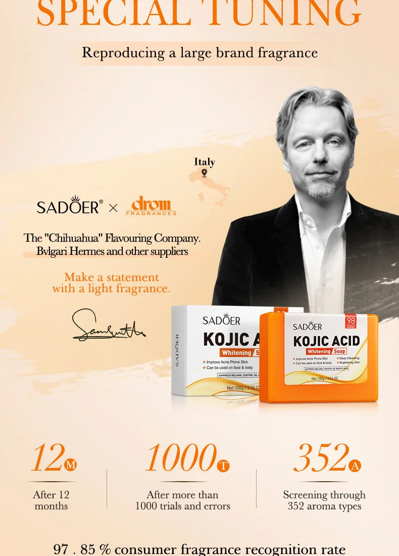 Handmade Whitening Soap Skin Care Deep Cleaning Moisturizing Cleansing Essential Temperate Soap Brighten Skin Kojic Acid Soap