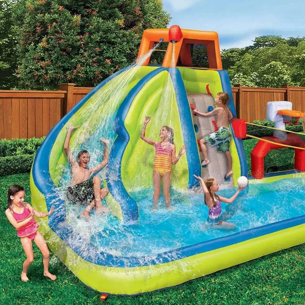 Sports Aqua Splash Park Outdoor Waterslide With Climbing Wall And Activities Iatable Water Slide Pool Iatables