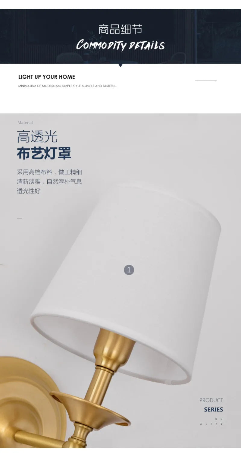 American Bedroom Bedside Lamp Mirror Front Light Simple Living Room Villa Clubhouse Wall Lamp