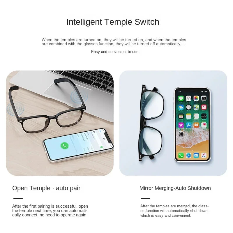3-in-1 Smart Glasses Open Ear Music Hands-Free Calling Stereo Sound Wearable Headsets Smart Sports Anti-Blue Light Sunglasses