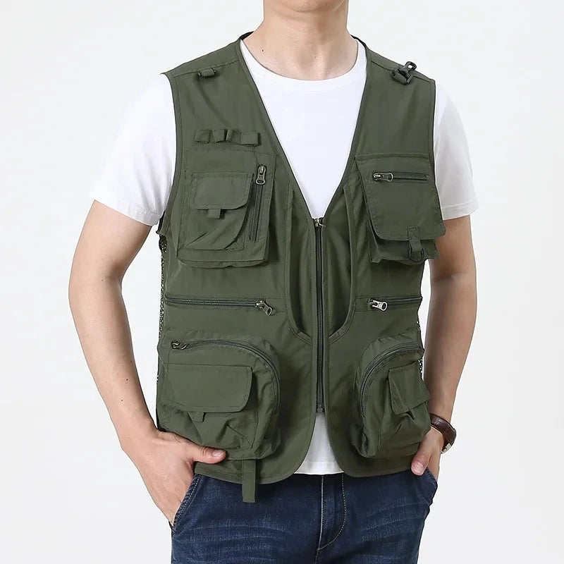 2024 Outdoor Leisure Vest Men's New Multi-Pocket Breathable Outdoor Sports Coat High-Quality Design Leisure Vest Men