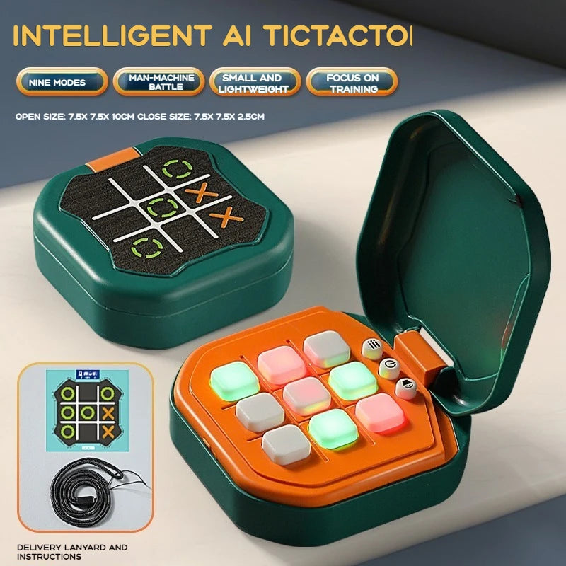 New Kids Electronic Toys Tic Tac Toe Game Noughts and Crosses Game Memory Training Infinite Portable Travel Games for Kids Adult