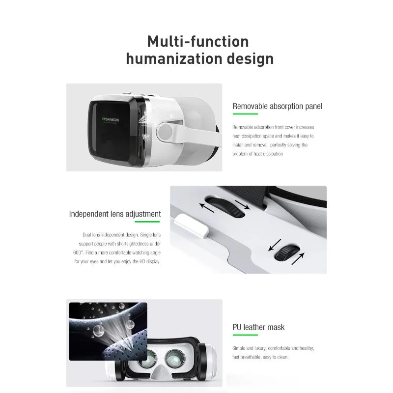 VR Shinecon Casque Helmet 3D Glasses Virtual Reality For Smartphone Smart Phone Headset Goggles Binoculars Video Game Wirth Lens