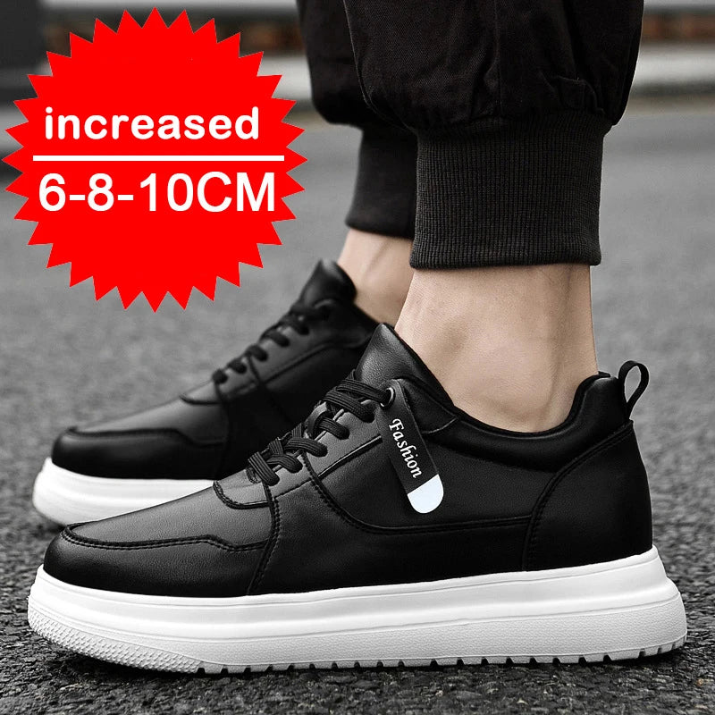 Fashion Men Casual Shoes Men Low Cut Sneakers Breathable Height Increasing Shoes 6/8/10CM Thick Sole Hard-Wearing Male Footwear