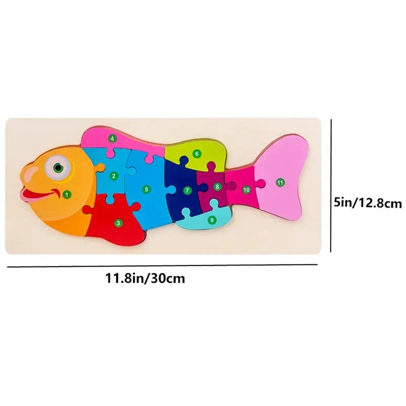 Wooden Puzzles for Kids,  Number Puzzle,  Dinosaur Puzzles and Animal ,Traffic,Characte Jigsaw Toys for Boy Girl Ideal Gift, 1-6