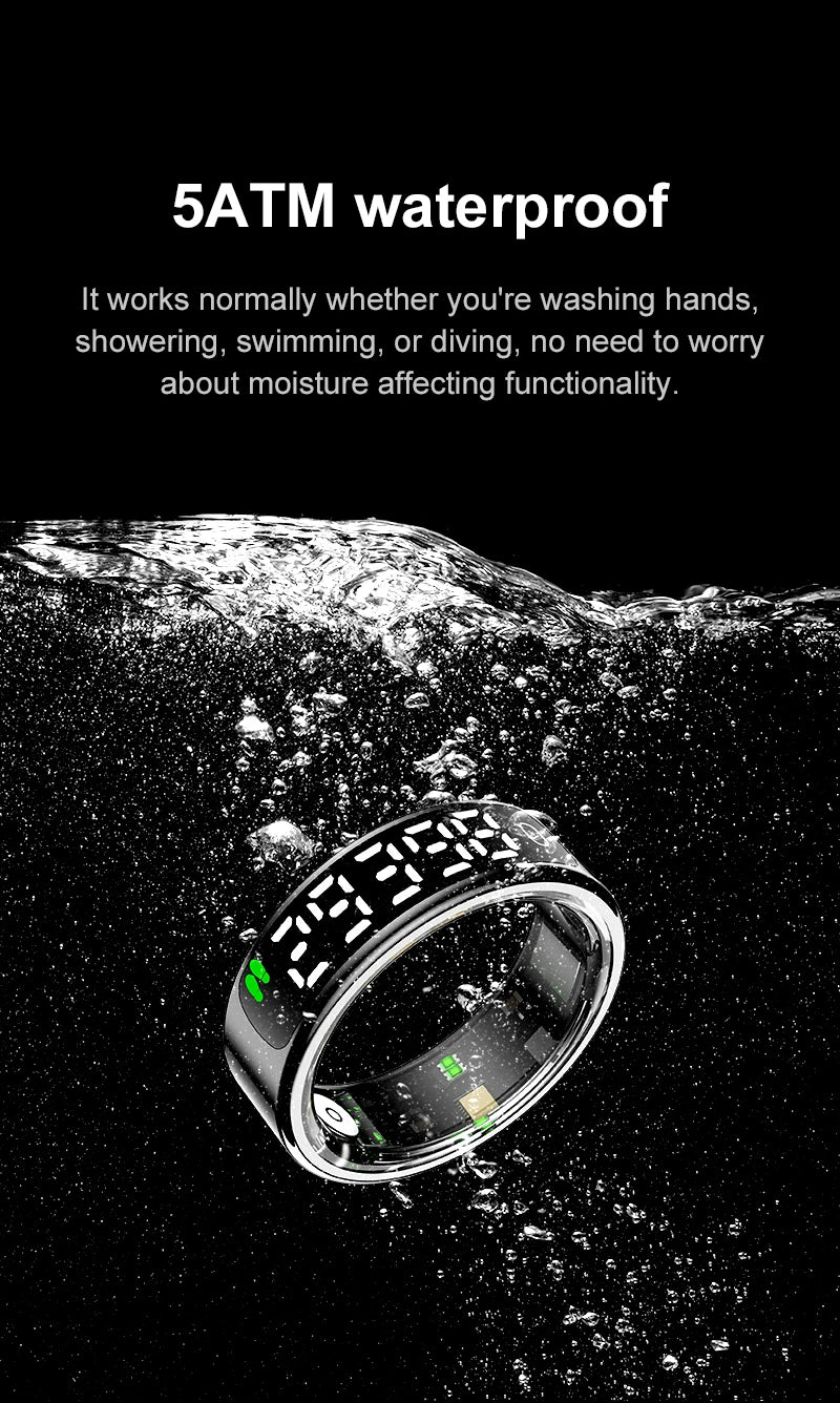 For Android IOS Phones Men Women Smart Ring With Charging Case Information Reminder Fitness Rings Pedometer Sleep Health Monitor