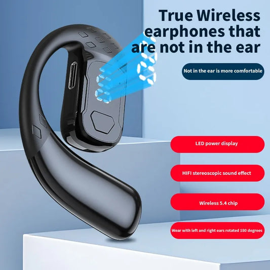 Wireless Bluetooth 5.4 open 180 ° rotating air conduction headset with LED battery display on both ears and microphone earphone