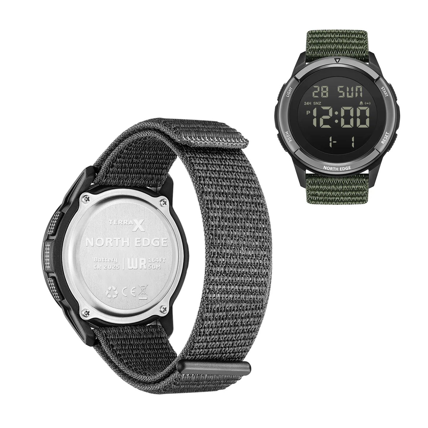 ساعة رياضية للأنشطة الخارجية مقاومة للمطر حتى عمق 50 مترًا، ساعات رياضية رقمية مزودة بإضاءة خلفية LED