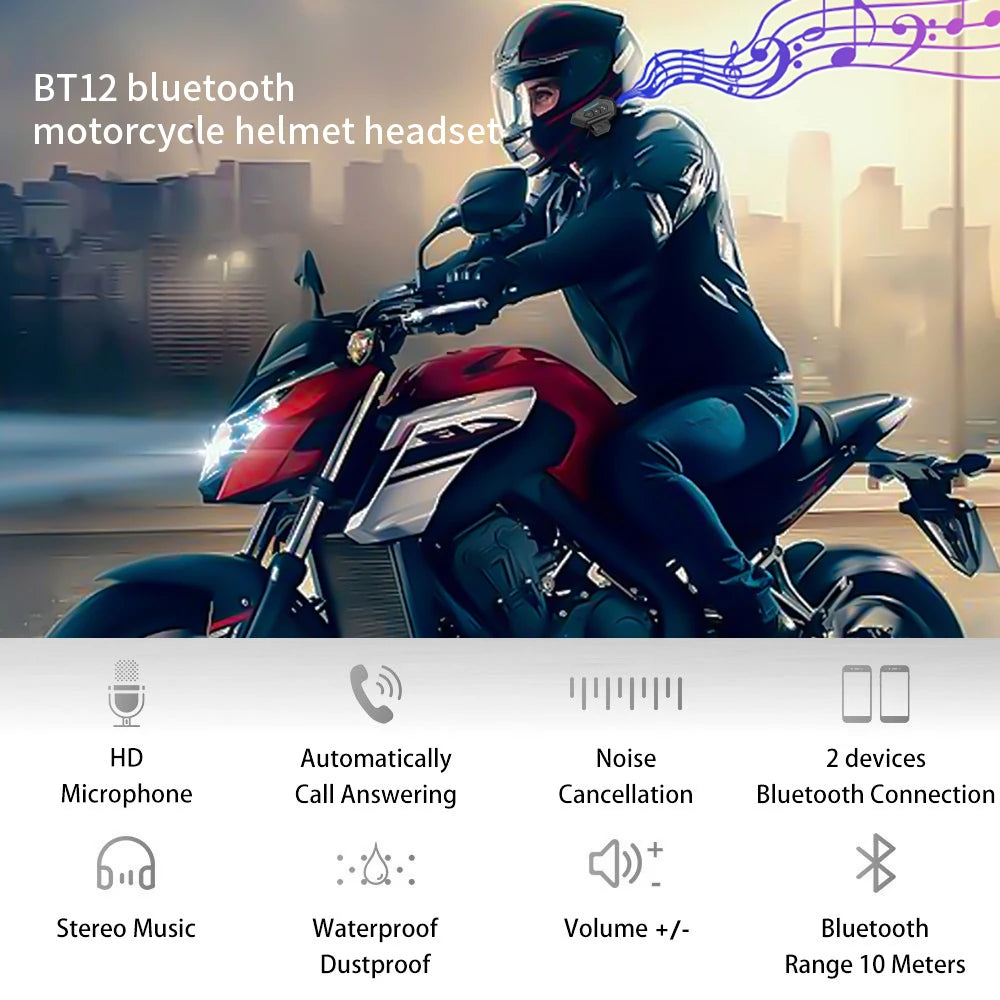 Motorcycle Helmet Headset Bluetooth 5.0 Headphone Wireless Earphones Motor Headset Bike Earphone Handsfree Stereo Earbud