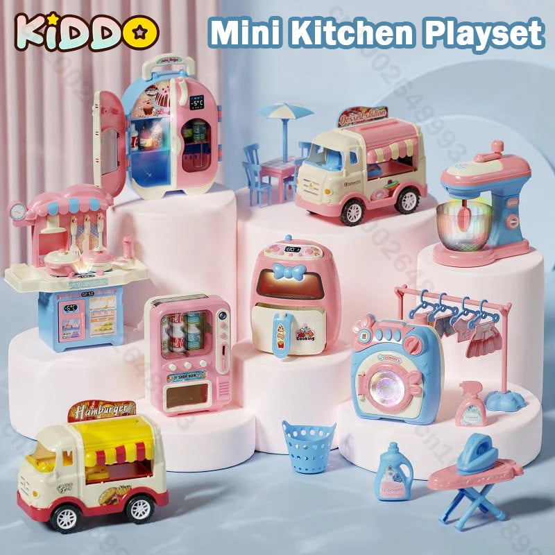 Kids Pretend Play House Simulation Kitchen Appliances Playset Juicer Mixer Vacuum Toaster Set Household Educational Toys Xmas