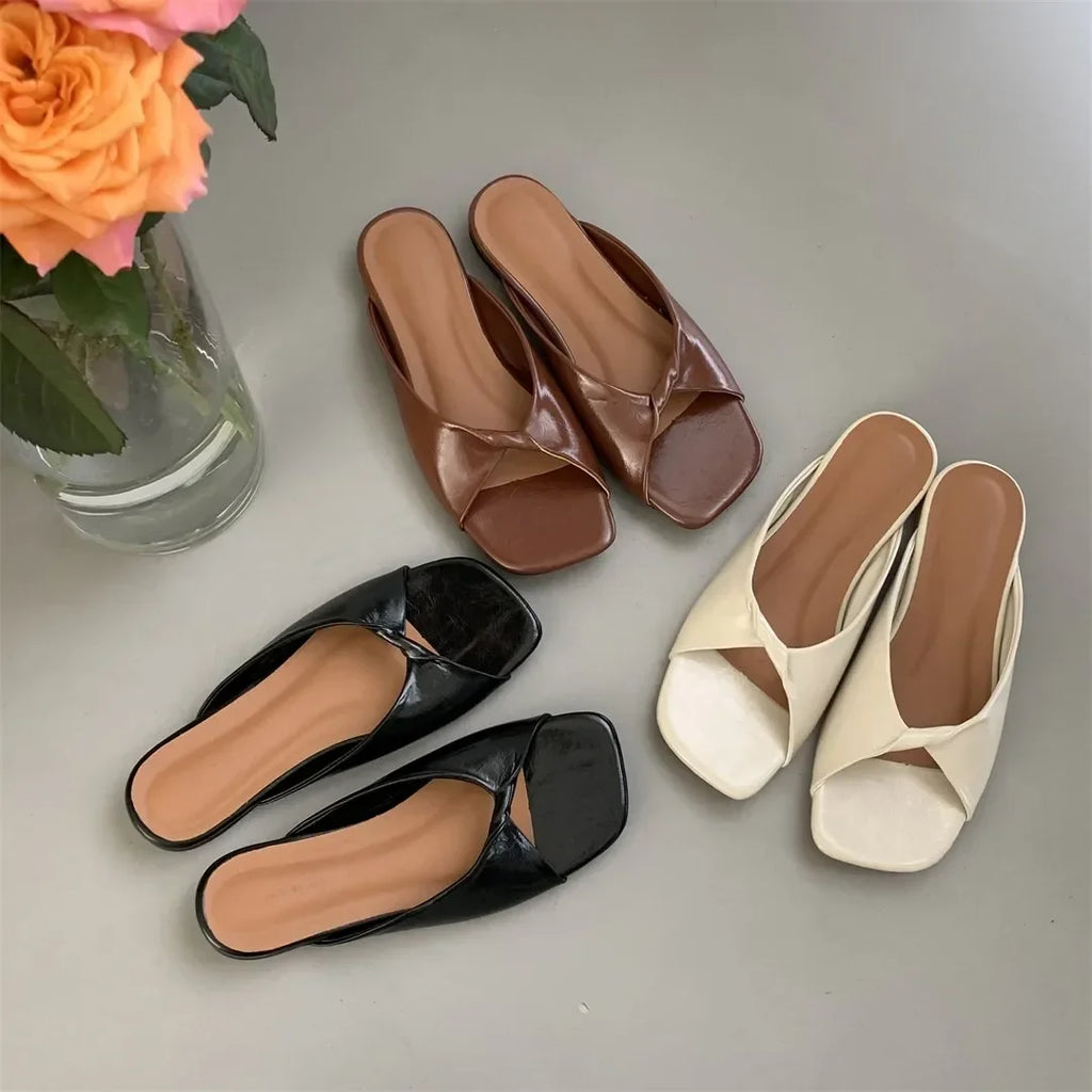 Flats Slippers Women Open Toe Sandals Summer Flip Flops Casual Shoes 2025 Trend Dress Party Shoes Woman Slides Designer