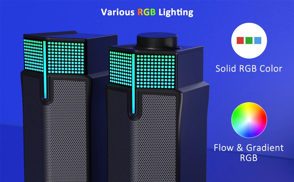 Bluetooth Computer Speakers for PC Desktop Monitor, Gaming PC Sound Bar-Wired USB-Powered,Superb Stereo Sound,with LED Lighting