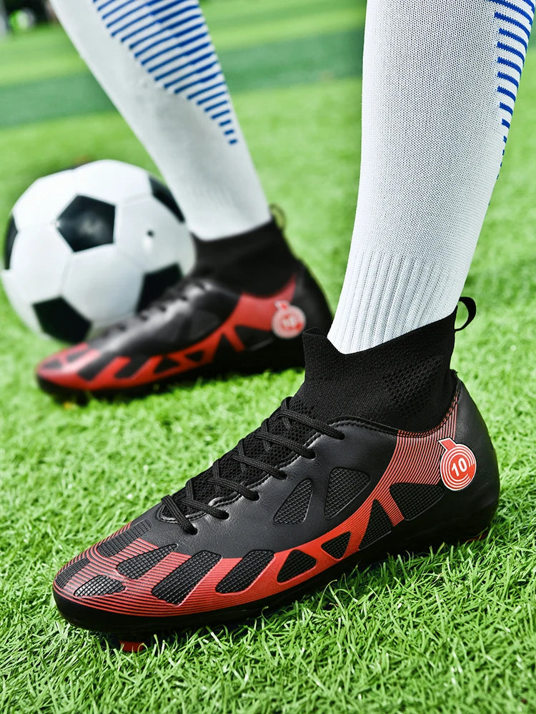 Professional Soccer Shoes Men Outdoor High-Top Sports Football Boots Boots Ag/Fg Long Spikes Artificial Grass Training Match Spi