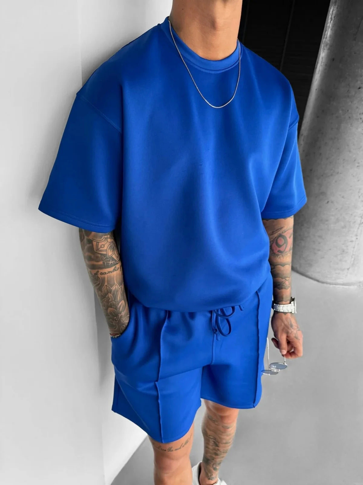 Men 2025 summer fashion sports design sense simple casual solid color quick drying short-sleeved T-shirt trend clothes