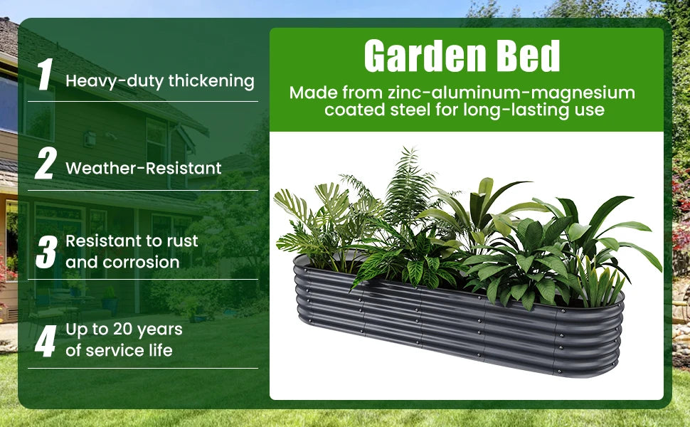 Outdoor garden 42 "(107cm) Round Raised Garden Bed Metal Raised Bed Planter Box for Vegetables Flowers Patio