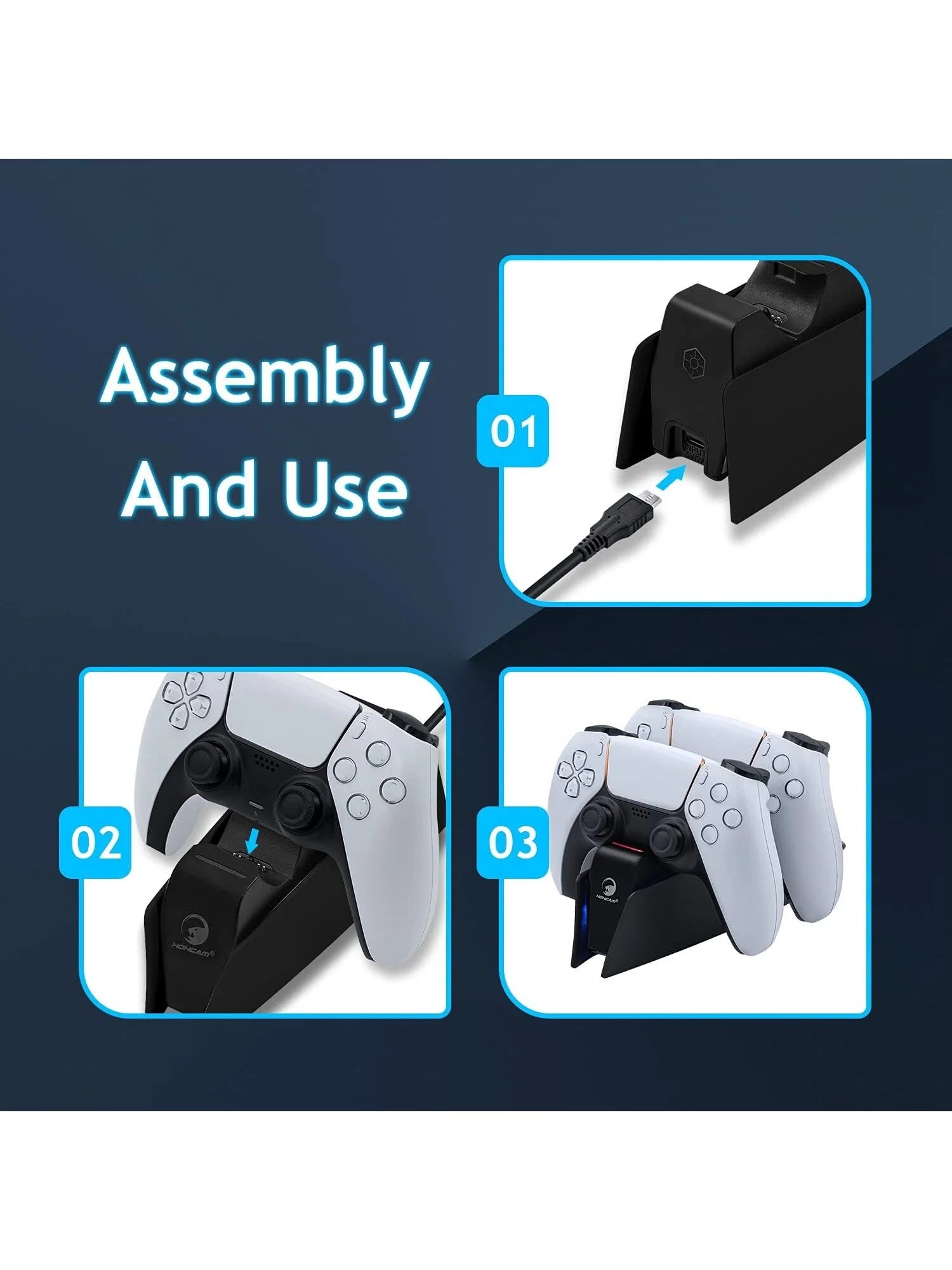 Game Wireless Charging Station for PS5 with Dual Fast Charger Dock and LED Charging Indicators SwiftNest