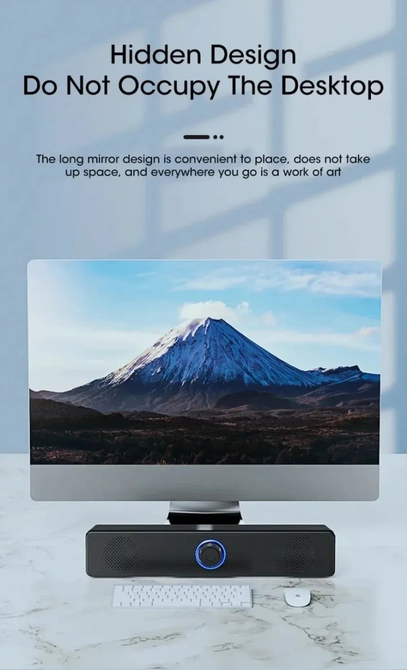 Bluetooth Computer Soundbar Speaker With Dual Speakers Powerful Bass Wired/Wireless Connection For PC Laptop Desktop