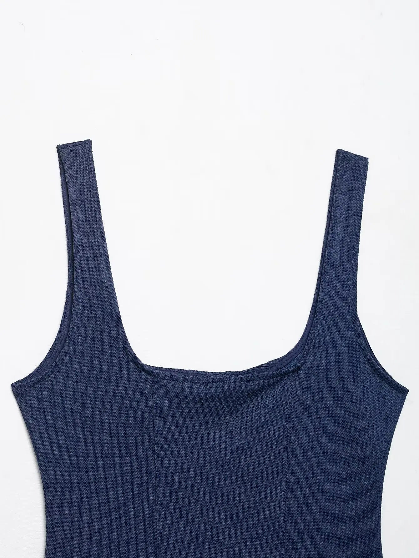 Women's Fashion With Metal Buttons Vest Square Collar Wide Straps Waistcoat Chic Tops