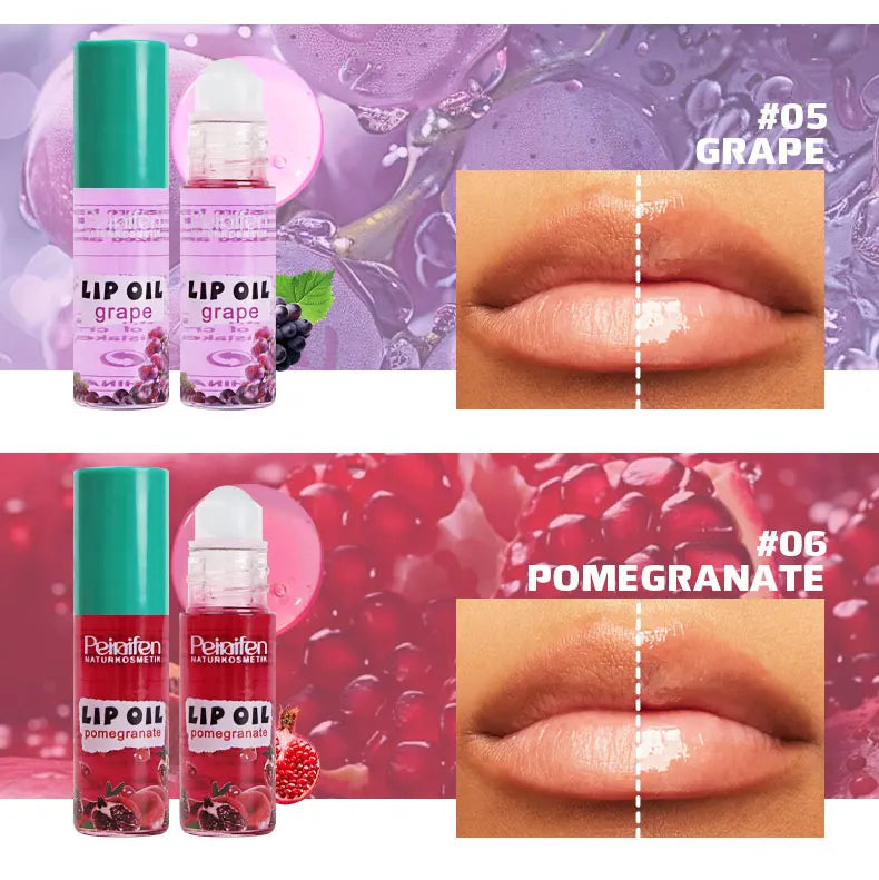 6PCS Fruit-Flavored Lip Balm Set Watery Lip Gloss Lip Oil Smooth Lip Lines Plump Lips Beauty Care Kit for Lip Hydration