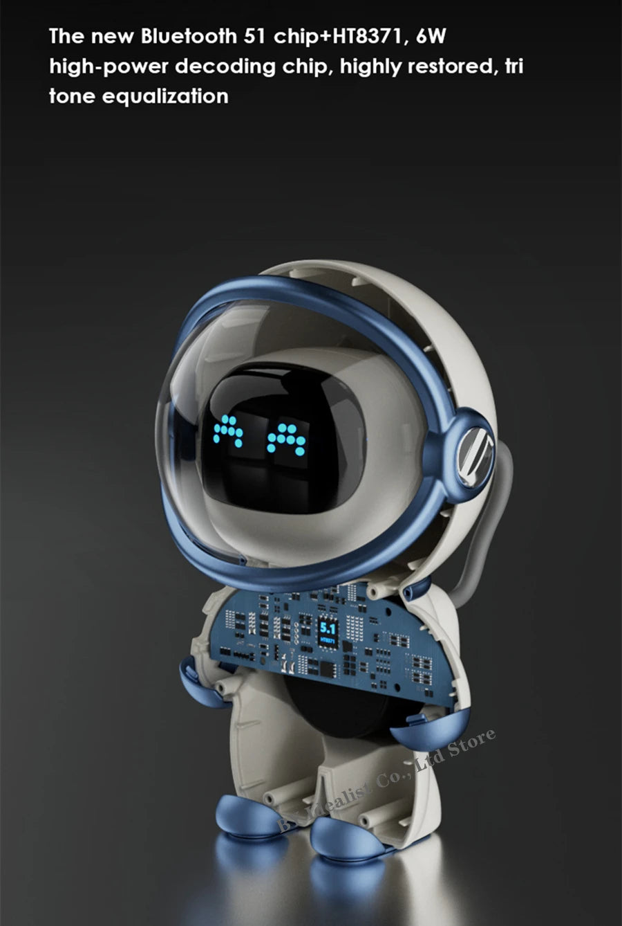 مكبر صوت بلوتوث رائد فضاء لاسلكي صغير محمول ذكي مكبرات صوت ستيريو باس راديو FM مضخم صوت مكبر صوت موسيقى