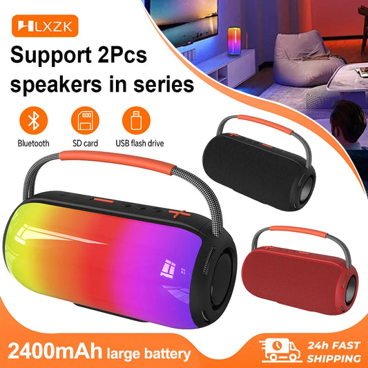 30W Bluetooth Speaker with Breathing Lamp Supports 2Pcs Tandem Portable Subwoofer Spatial Sound Effects 2400mAh Large Battery