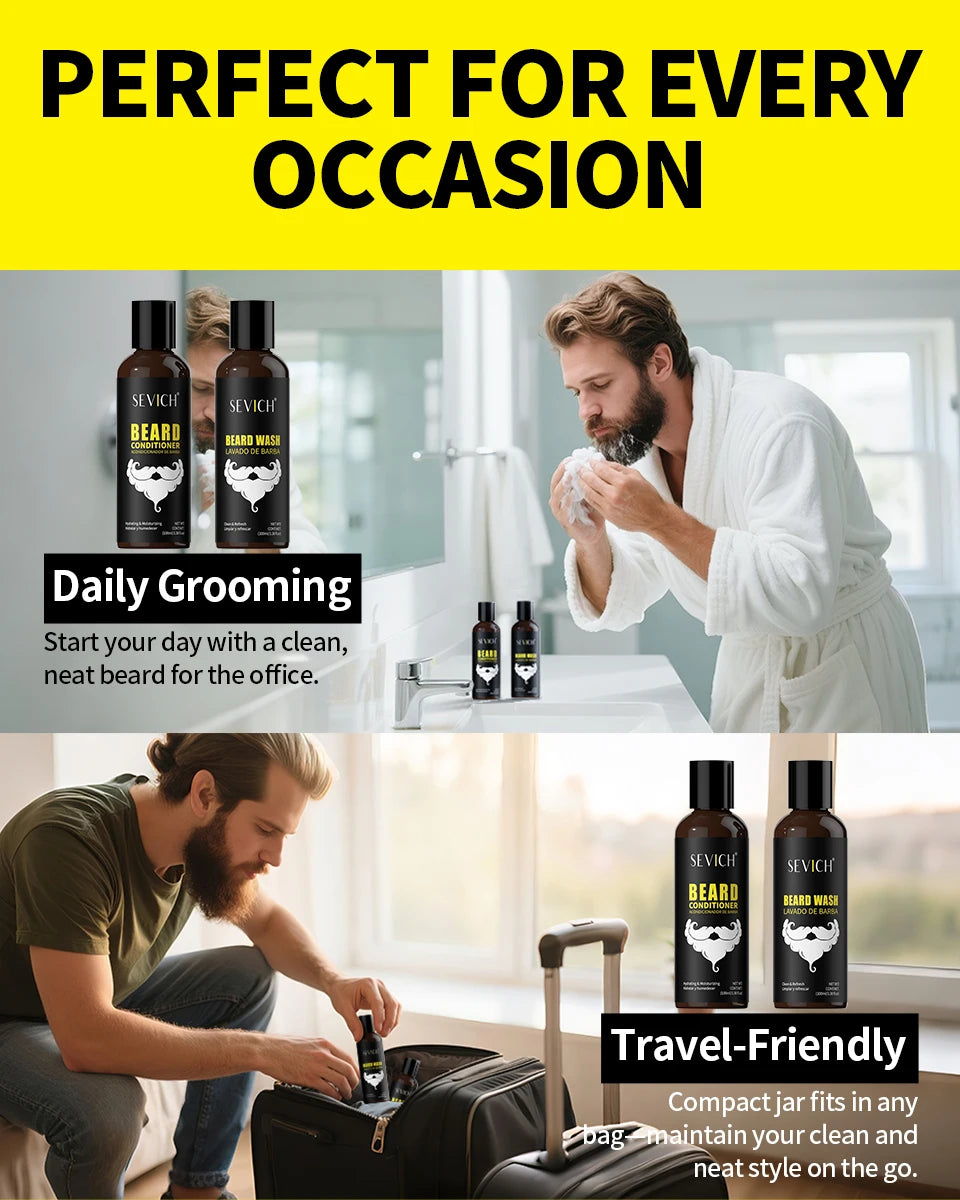 Men's Beard Care Kit Beard Clean Shampoo moisturize Beard Conditioner Beard Wash Natural Beard Care Beard Styling Products