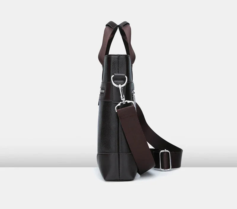 حقيبة عمل جديدة من جلد البولي يوريثان للرجال، حقيبة يد تنفيذية مصممة للمستندات بحجم A4، حقيبة كمبيوتر محمول مقاس 14 بوصة، حقيبة كتف للأعمال، حقيبة حمل للزوج