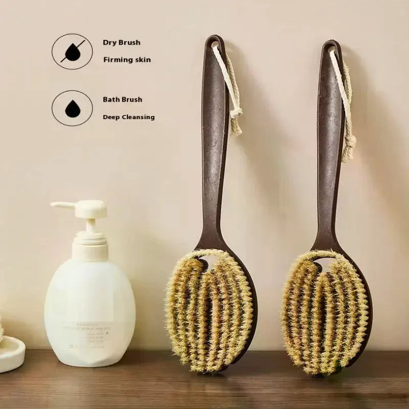 Bath Shower Brush Bathing Brush Dry Skin Body Soft Natural Bristle Massager Care Tool Soft Natural Bristle PE Handle