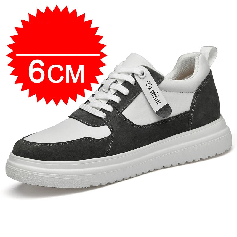 Fashion Men Casual Shoes Men Low Cut Sneakers Breathable Height Increasing Shoes 6/8/10CM Thick Sole Hard-Wearing Male Footwear