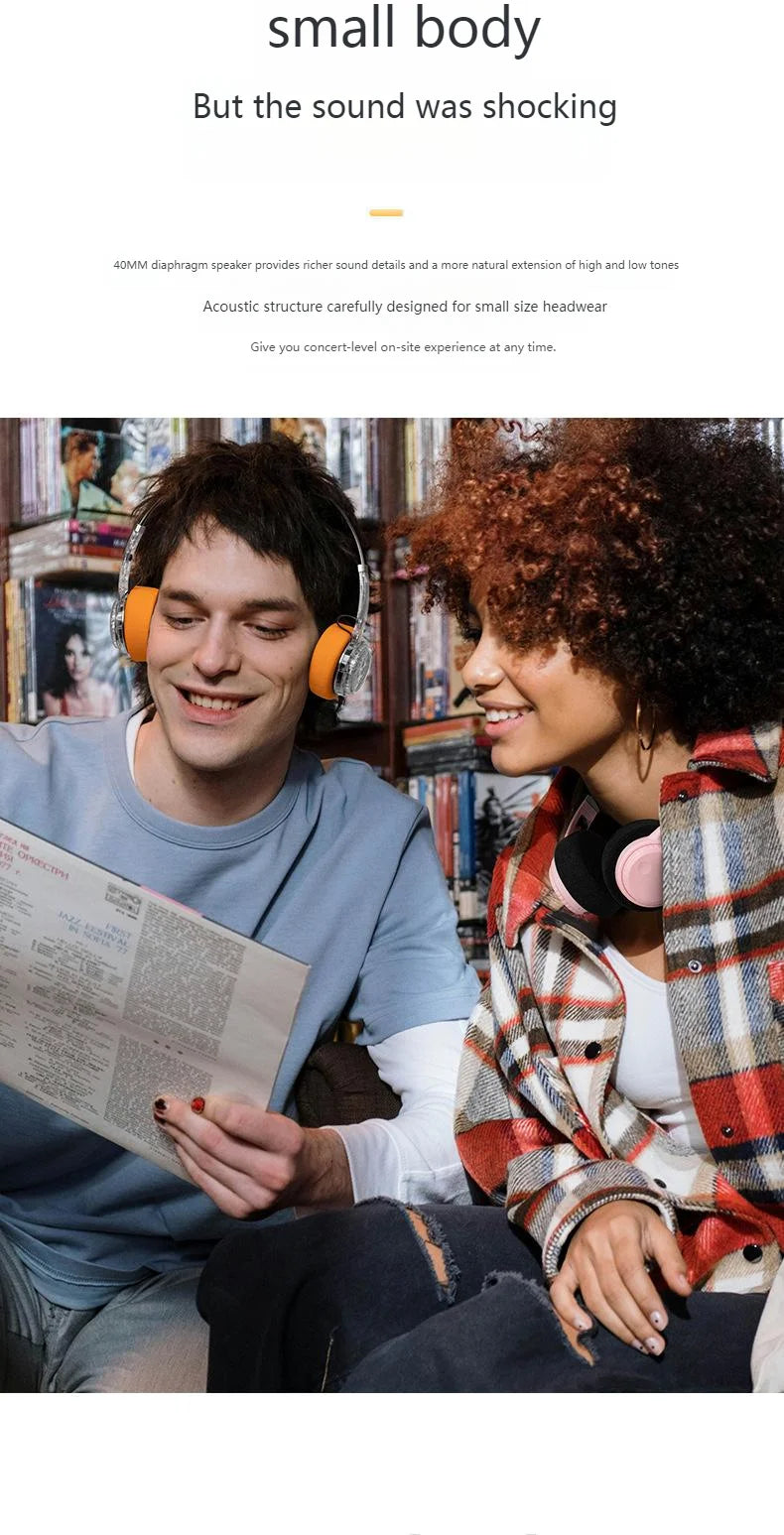 Bluetooth Headset Light Weight Retro Style Rechargable Small Head Long Battery Life Rotary Switch Headphone Cool Beautiful