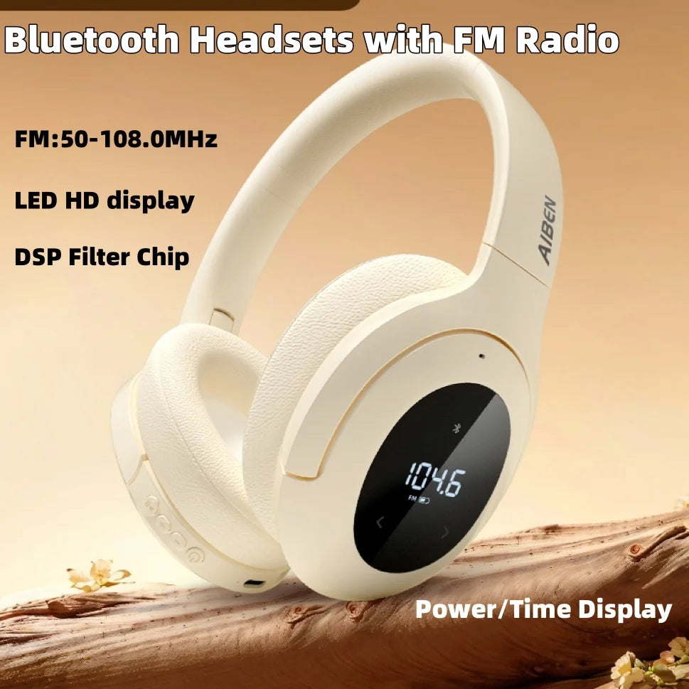 Bluetooth Headset with FM Radio Wireless Headset Bluetooth Earphone For HIFI Stereo With Built-in Mic
