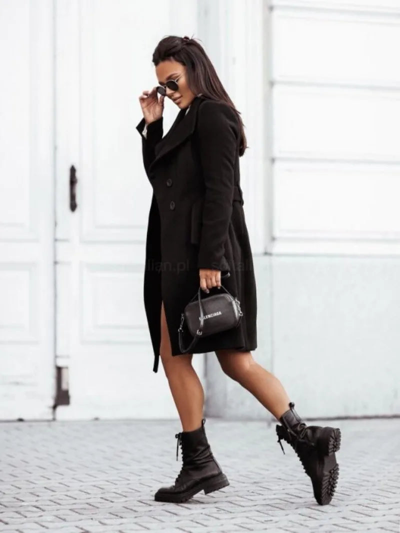 Women's Clothing Autumn and Winter New Fashion Commuter Solid Color Double-breasted Woolen Jacket