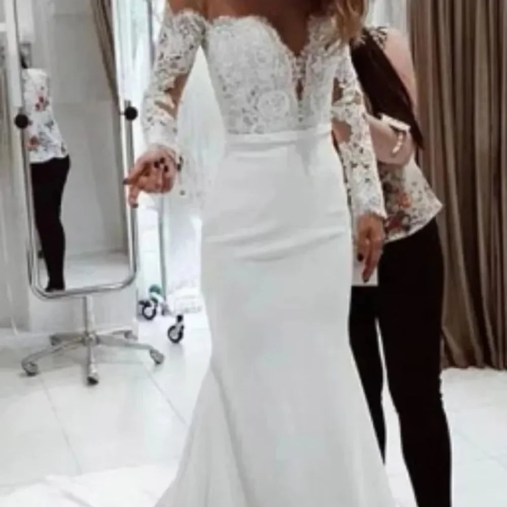 Fashion Female French Wedding Dress Sexy  Elegant Lace Evening Dresses Long Vestidos Summer Dress Sexy Dress Women