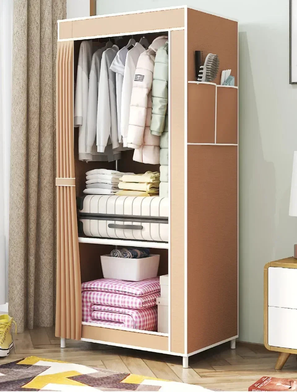Dustproof Wardrobe Simple Storage Cabinet Multi Layer Storage Bedroom Save Space Armoire Large Capacity Dampproof Cloth Wardrobe
