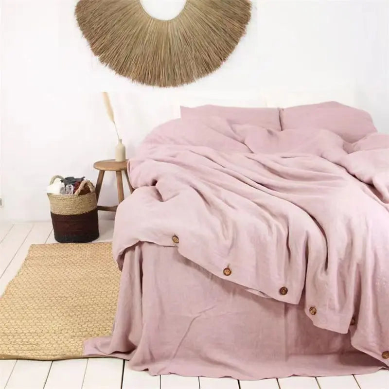 100% French Linen Natural Duvet Cover Soft Comfortable Quilt Comforter Cover Queen Durable Healthy Home Textiles Bedding