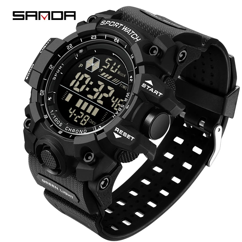 SANDA Outdoor Sports Men Watch Waterproof LED Analog Digital Show Multifunction Big Dial Electronic Wristwatch G style Male Cloc