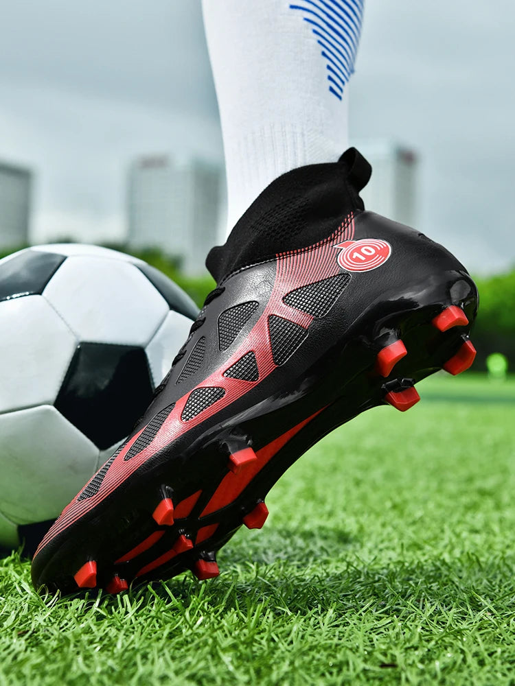 Professional Soccer Shoes Men Outdoor High-Top Sports Football Boots Boots Ag/Fg Long Spikes Artificial Grass Training Match Spi