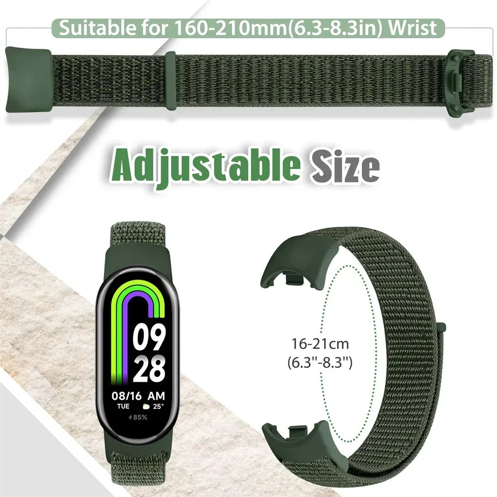 Nylon Loop Sports Strap for Xiaomi Mi Band 9 NFC SmartWatch Wristband Replacement Correa Mi band 9-8 Bracelet Belt Accessories