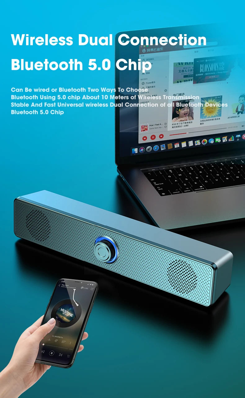 مكبر صوت محيطي بتقنية البلوتوث رباعي الأبعاد، نظام صوت المسرح المنزلي، شريط صوت للكمبيوتر، للتلفزيون، مضخم صوت سلكي، ستيريو، جهير قوي