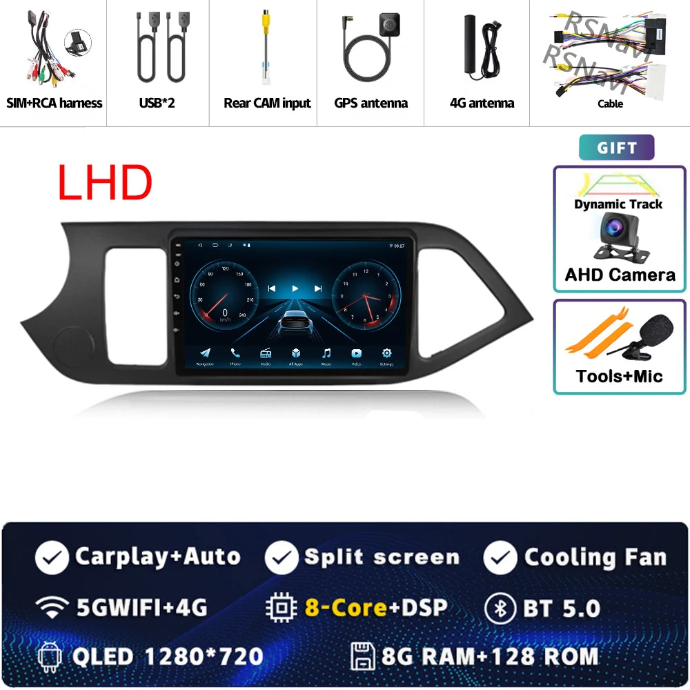 Android 15 For KIA Morning 2 picanto 2011-2017 LHD 2K QLED Android Car Radio Multimedia Video Player GPS Stereo CarPlay
