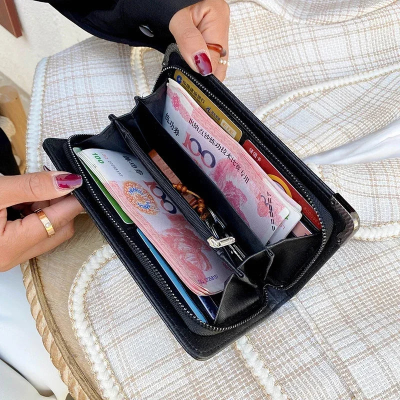 محافظ طويلة للنساء والرجال بتصميم علامة تجارية فاخرة شهيرة، محافظ على شكل جمجمة بانك للسيدات والفتيات، وجيب للنقود وحامل للبطاقات وحقيبة للهاتف